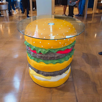NEW Lrg Cheese Burger Food Comfort Food End Table Bench Resturant Decor