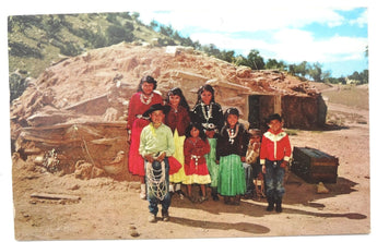 Vintage 1960's Indian Native American Family On Reservation Postcard Postal