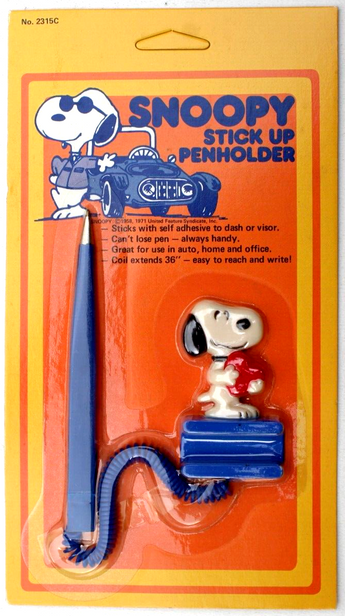 Sealed Snoopy Stick-Up Penholder HOLDING HEART Love Stationary Pen NOS