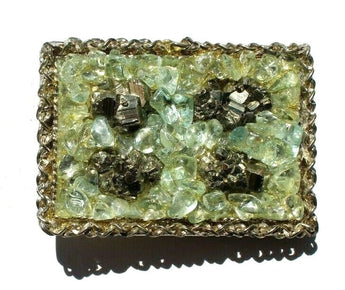 Vtg Western Cowboy Belt Buckle Jewelry (Agate Stone Geode Gemstone Crystal) #107