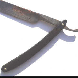Vintage MONUMENTAL RAZOR WORKS Picture OF ACRICULTURAL BUILDING Straight Razor