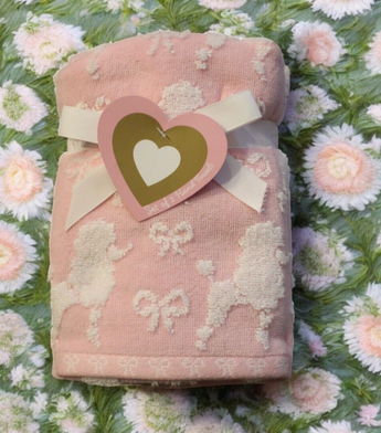 New Pink Girly VALENTINE Velour Two (2) Bathroom Poodle Paris Hand Towels