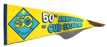 Vtg 1980 Cub Scouts 50th Anniversary Felt Flag Banner Souvenir Pennant Flag
