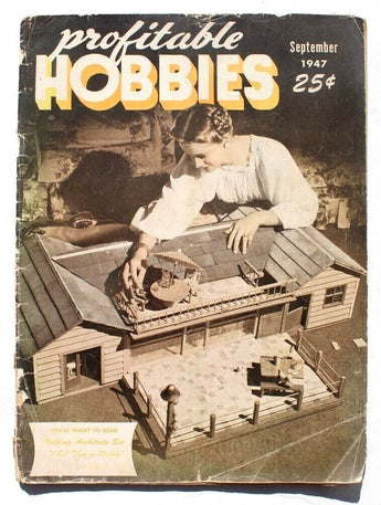 Vintage September 1947 Profittable Hobbies Magazine - Helping Architects Crafts
