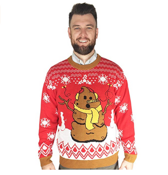 Men's Crappy Poopy Funny Ugly Christmas Sweater- FunQi Ugly Christmas Sweater XL