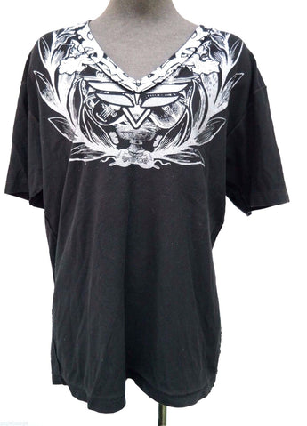 ENVAE BLACK And SILVER METALLIC Inside Out Hip Rocker MENS T-SHIRT SIZE Large