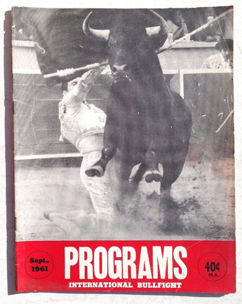 Vintage September 1961 Programs International Bullfight Bullfighting Magazine