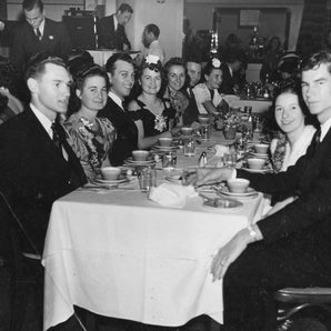 Vintage B&W 1920's - 1930's BETA PHI Frat Photo School Sit Down Dinner