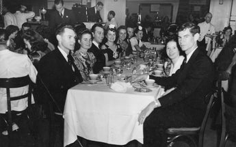 Vintage B&W 1920's - 1930's BETA PHI Frat Photo School Sit Down Dinner