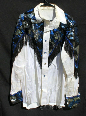 Vtg Custom Made Country Western Square Dancing Flashy Costume Button Down Shirt
