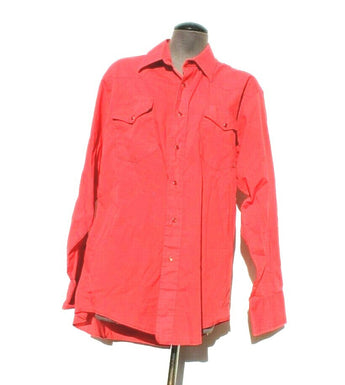 Vtg Mens Cowboy Western WRANGLER Southwest Rodeo Red Pearl Snap Shirt