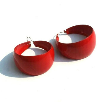 Vintage 1990's (Cyndi Lauper) Retro Red Dangle Hoop Pierced Earrings