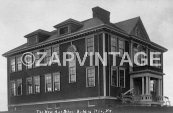 Vtg 1907 The New High School Building Milo Maine Photo