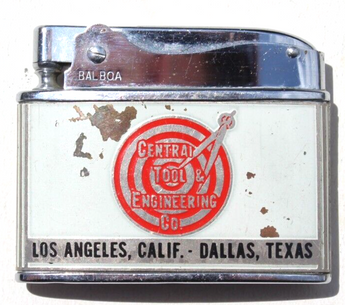 Vtg Wellington Balboa Engineering Co Push Top Advertising Cigarette Lighter