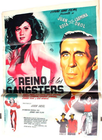 Juan Orol Rosa Carmina Renau art EL REINO DE LOS GANGSTERS Mexican Movie Poster