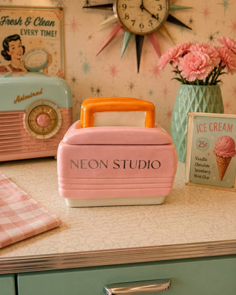 New Pink Retro MCM Moring Toast In Toaster Neon Studio Candle Room Decor