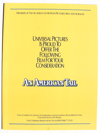 Vtg 1986 An American Tail Promo Movie Press Screening Brochure Program