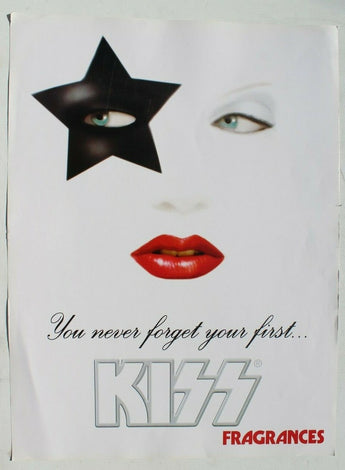 Vintage YOU NEVER FORGET YOUR FIRST Kiss Fragrances Promo POSTER 24” X 18”