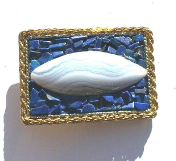 Vtg Hand Made South Western Belt Buckle (Agate Stone Geode Gemstone) #65
