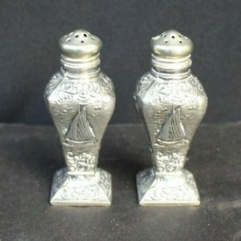 Vintage Salt & Pepper Shakers LA France Reg #106 SP Co. Silver Plated Sail Boat