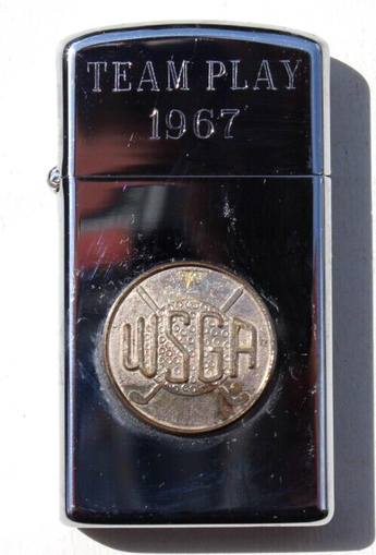 Vintage 1967 Team Play WSGA Flip Top Advertising Cigarette Lighter