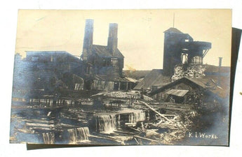Vtg 1907 Silver lake K.I Works Factory Barn (Silver Gel) Photo RPPC Postcard