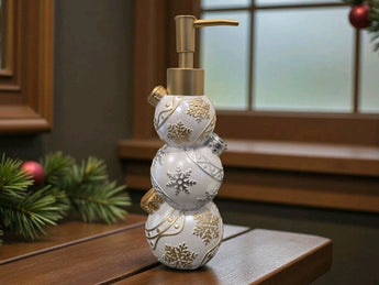 New White Gold Stacked Snowflake Christmas Ornaments Soap Dispenser Decoration