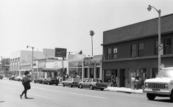 Vtg 1980's California Black & White MELROSE AVE Retail Stores SHOPPING Photo