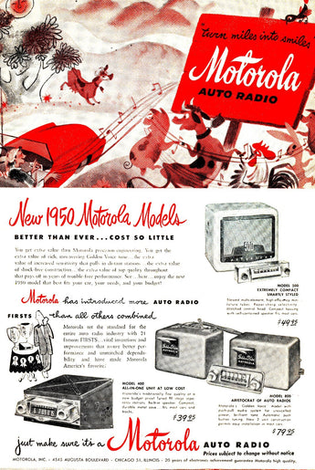 Vtg 1950s Motorola Care Auto Gear Radios Aristocrat Advertisement Ad Photo #2890