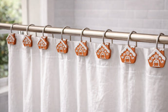 New Christmas Holiday Brown Gingerbread Bathroom Shower Curtain Hooks