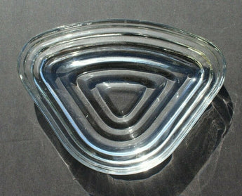 Vtg MCM Anchor Hocking Manhattan Clear Glass Triangle Relish Appetizers Inserts