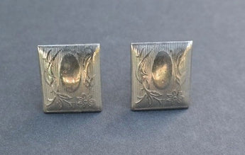 Vintage Silver Retro Etched Men's CUFFLINKS (Excellent 13 of 100)
