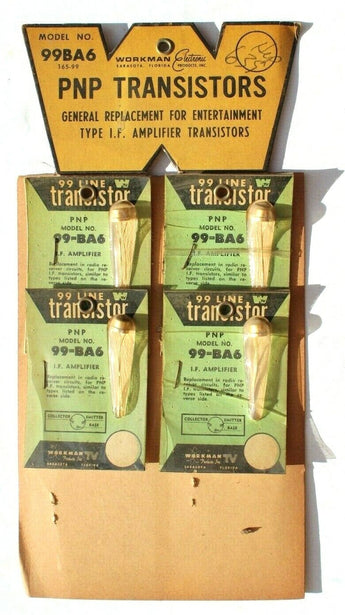 SEALED Vtg Workman Electric PNP Transistors (Model 99BA6) I.F. Amplifier NOS
