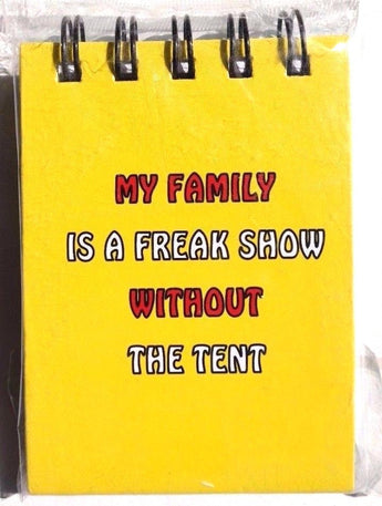Vtg Pocket Size "My Family Is A Freak Show" Notebook Memo Funny Gag Gift Joke