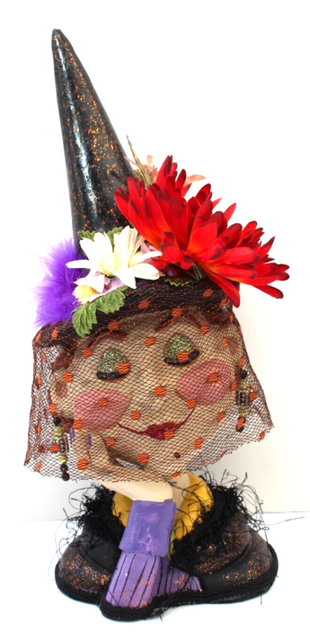 Vtg Holiday Happy Halloween Good Witch Head Decoration Figure Figurine Statue