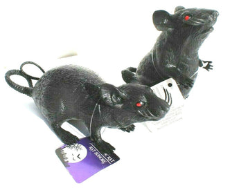 2 NEW Squeaking Black Red Eye RAT Novelty Halloween Prop Joke Trick