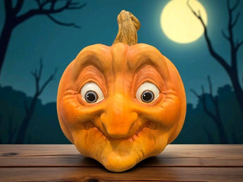 New Orange Old Lady Granny Witch Pumpkin Head Halloween Decor Figurine Statue