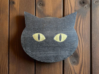 New Grey Marble Halloween Spooky Cat Head Party Cutting Board Serving Board