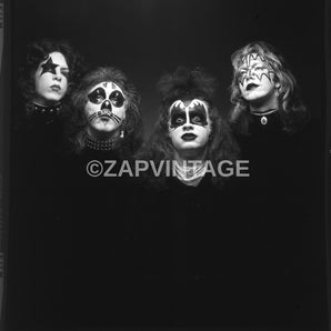 Vintage 1970s Black & White Concert Tour Preforming Kiss Band Music Photo #2877