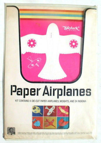 Vtg 1968 Skylark 6 Die Cut Paper Airplanes Kit (Model Airplanes) NOS