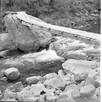 Vtg 1955 Bridge Over River In Mt. Baldy Colorado Nature Photo #1427