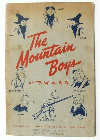 Vintage The MOUNTAIN BOYS Cartoon Booklet by P. Webb from AUTO-LITE Spark Plug