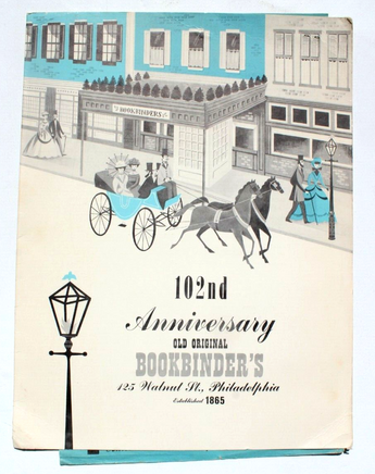 Vtg 1960 102nd Anniversary Old Original Bookbinders Restaurant Menu Philadelphia