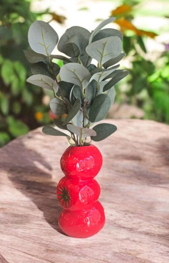 New Red Strawberries Summer Stacked Vase W/ Artifi / Fake Plant Room Home Decor