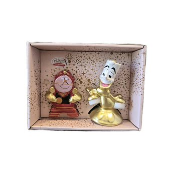 ZRIKE Disney Beauty & The Beast Cogsworth Clock Lumiere Salt & Pepper Shakers