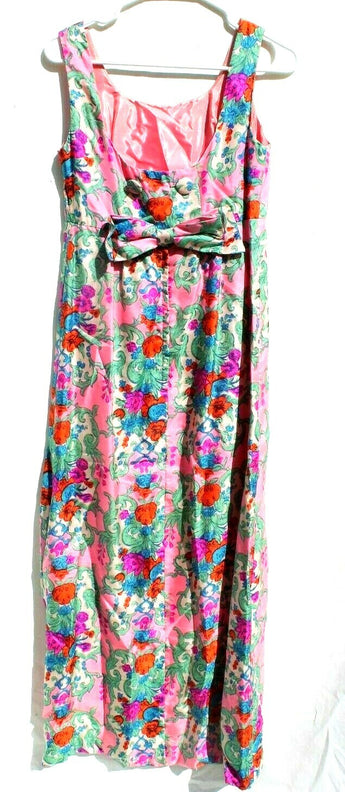 Vtg 1960s Flower Paisley Ira Curtis Retro Mod MCM Cocktail Sleeveless Dress