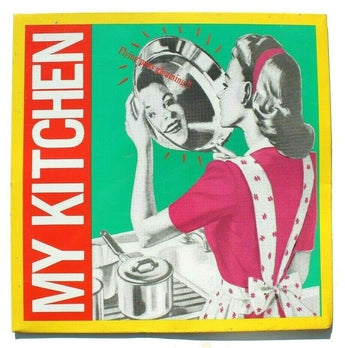 Vtg 1940s 50s Smoke Stone Metal My Kitchen Frying Pan Gleaming Advertising Sign