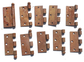 Vintage Antique Lot of 9 Brass Door Hinges Hardware