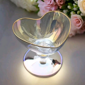 New Opal / Gold Valentines Day Heart Shaped Bowls Sherbet Cup Champagne Glass