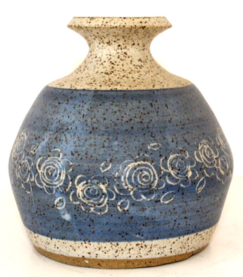 Vintage Signed Matts Brown POTTERY VASE Stoneware Clay Folk Studio Art